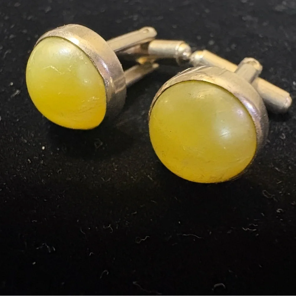 Vintage Anson Sun Yellow Gold Tone Cuff Links Cufflinks